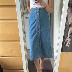 ZARA front button midi denim skirt